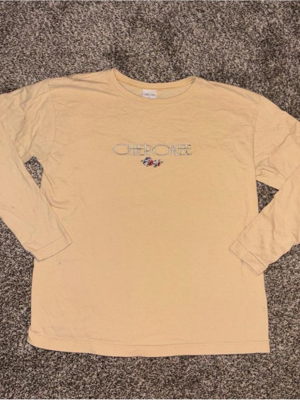 Vintage long sleeve tee with embroidered flower design